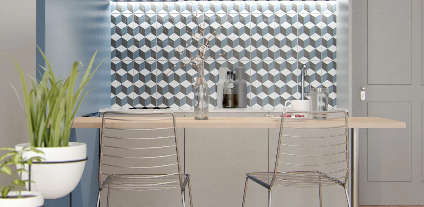 DECOR CUBIQUE BLEU 20X20