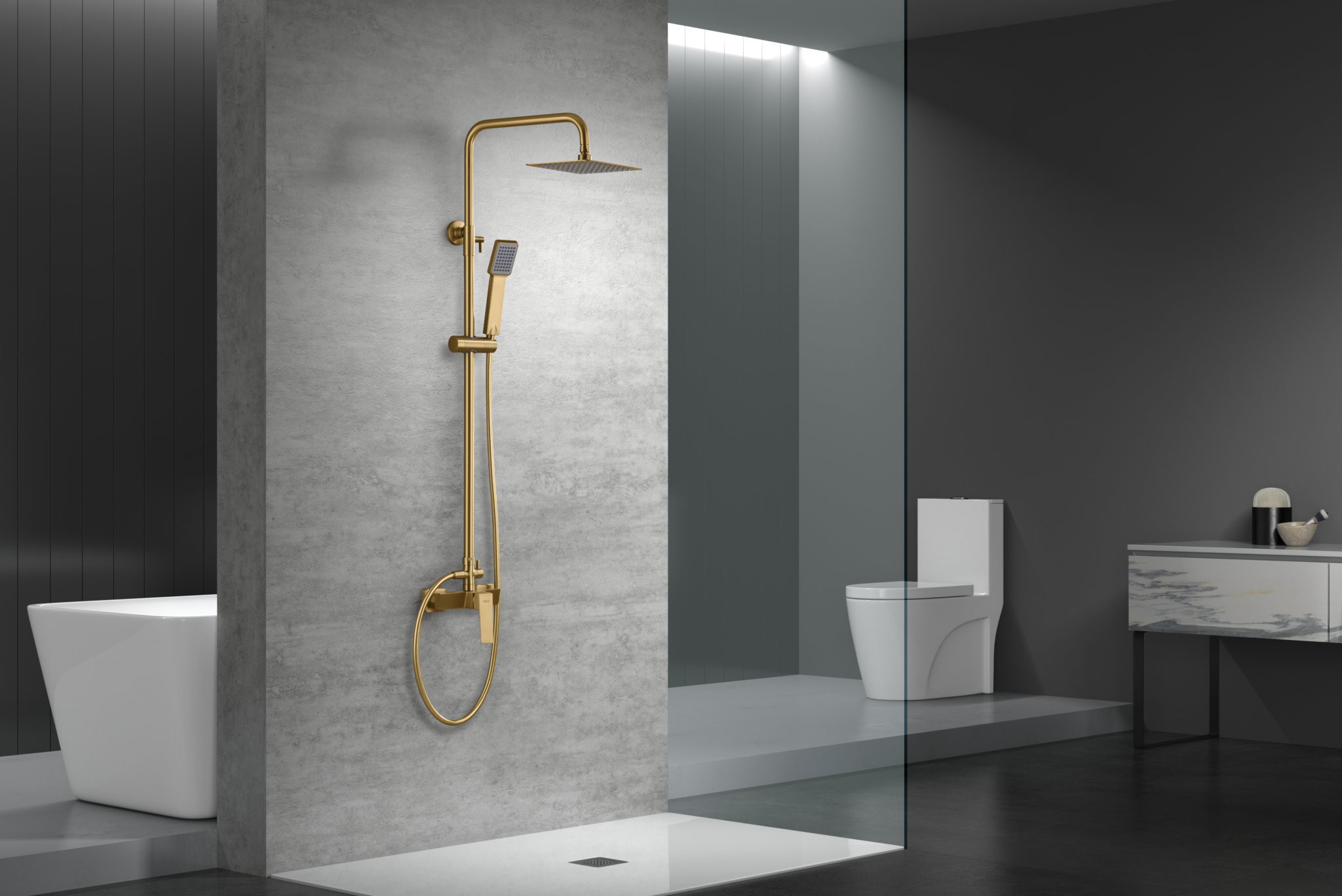 BARRE DE DOUCHE OR BROSSE BDAR025/OC