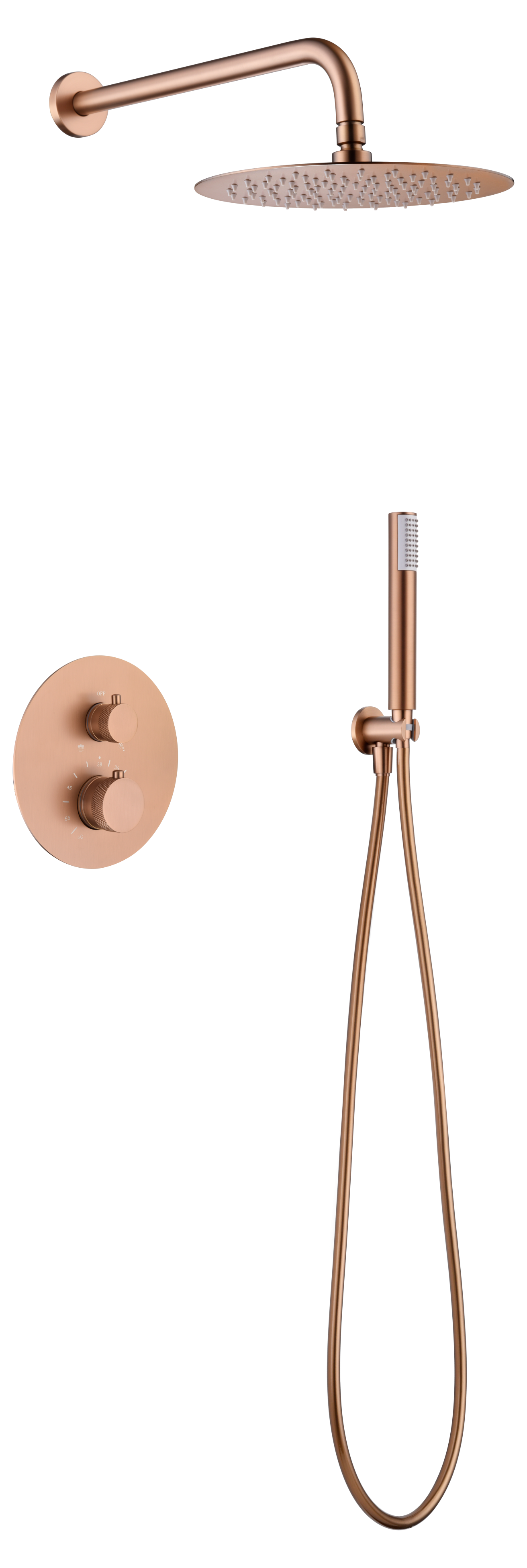 ENSEMBLE DE DOUCHE THERMOSTATIQUE ENCASTRE OR ROSE BROSSE GTD038/ORC