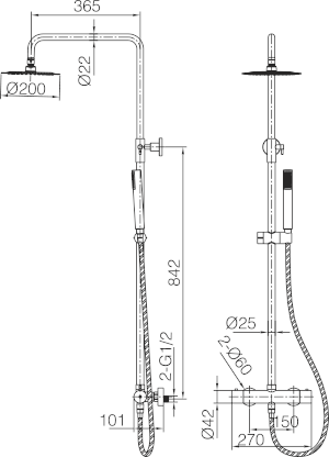 ENSEMBLE DE DOUCHE THERMOSTATIQUE OR BROSSE BTG053/OC