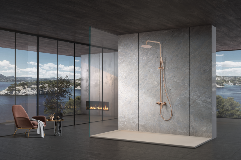 ENSEMBLE DE DOUCHE OR ROSE BROSSE BDD055/ORC