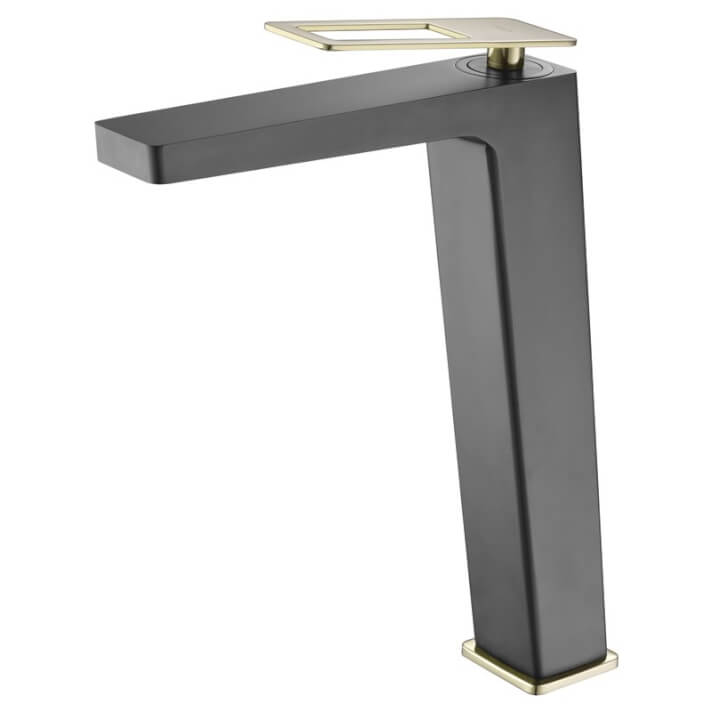 MITIGEUR MONOCOMMANDE BEC HAUT NOIR MAT DORE BRILLANT BDC032-3NGOLD