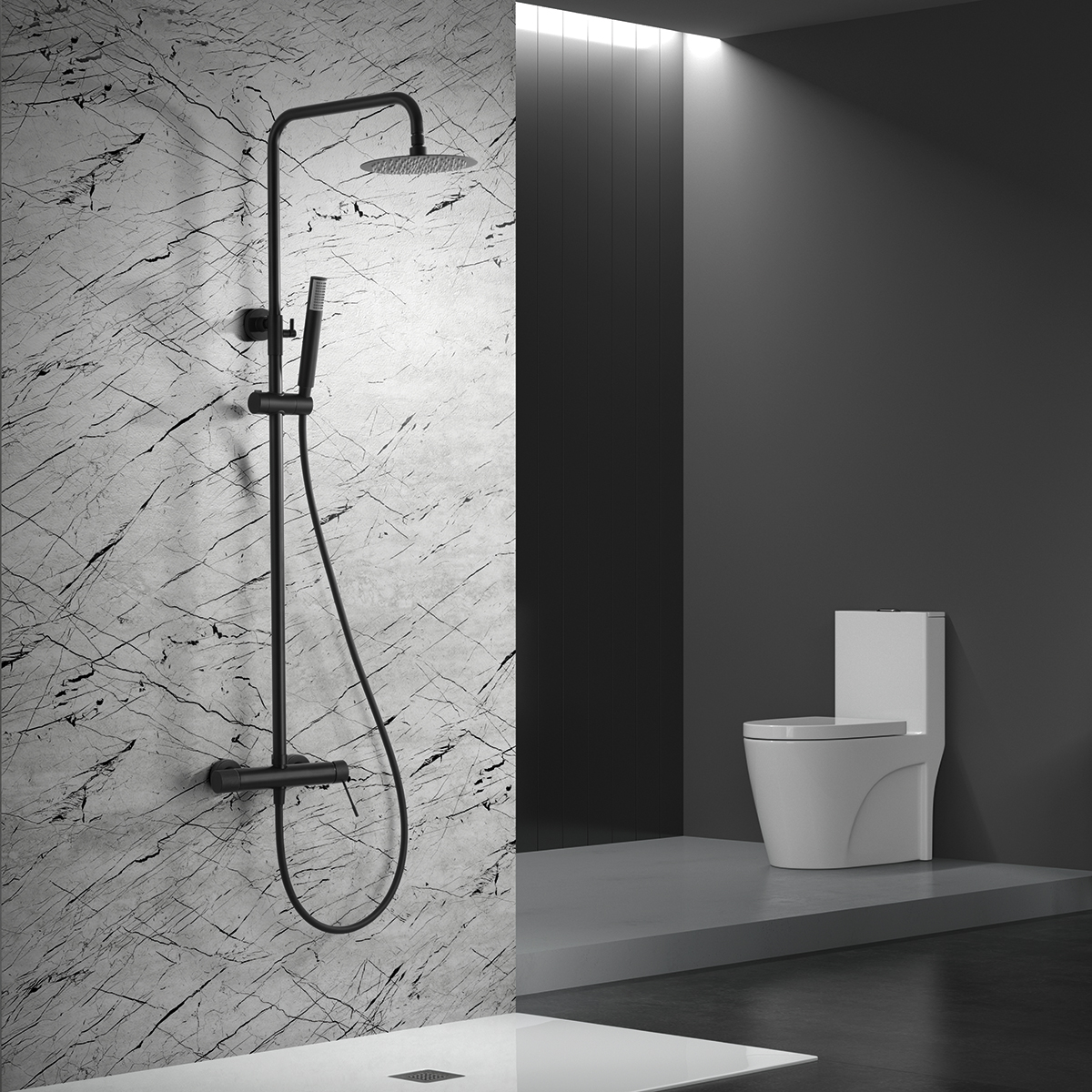 ENSEMBLE DE DOUCHE THERMOSTATIQUE  NOIR MAT BTD038/NG