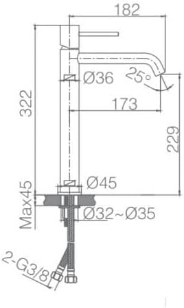 MITIGEUR MONOCOMMANDE BEC HAUT OR ROSE BROSSE BDM039-3ORC