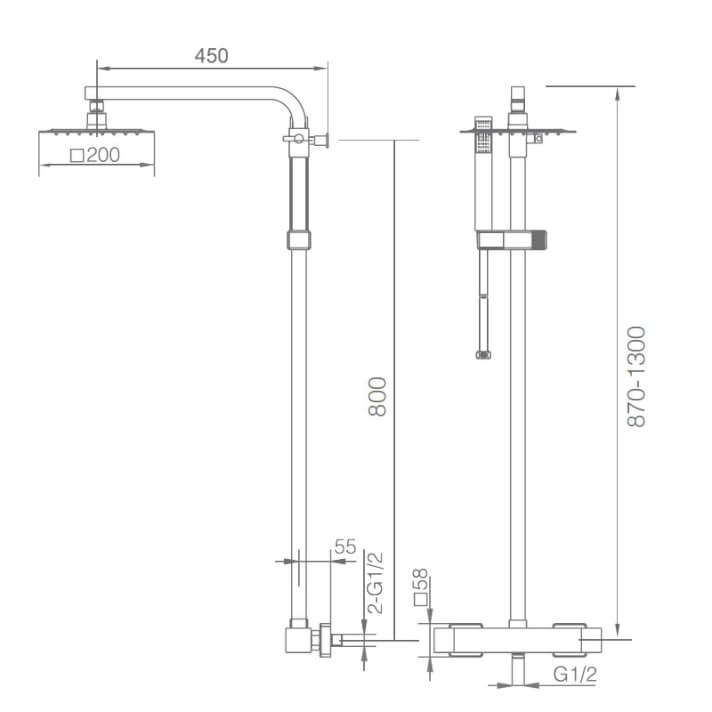 ENSEMBLE DE DOUCHE THERMOSTATIQUE CHROME BTV013