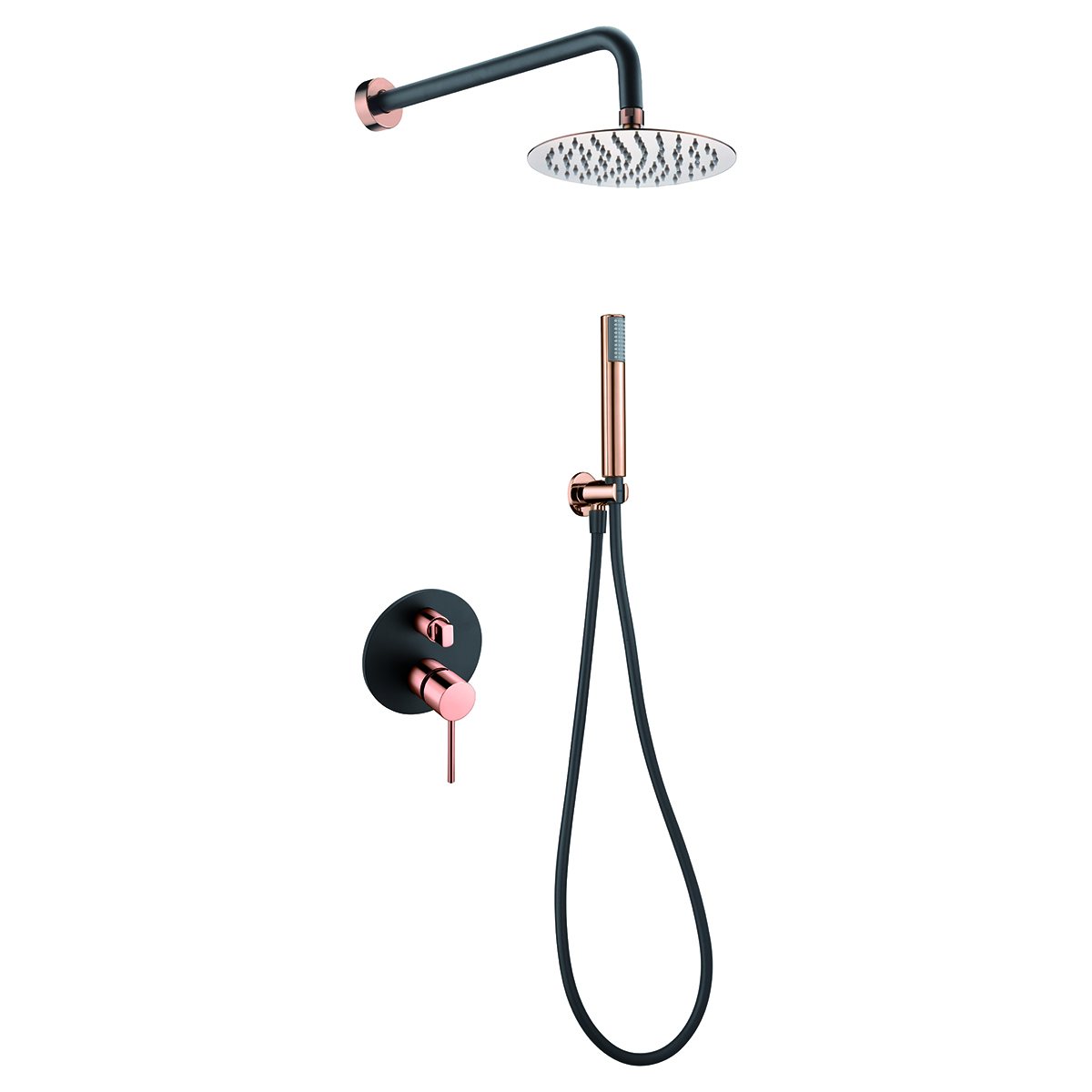 ENSEMBLE DE DOUCHE ENCASTRE NOIR DORE ROSE GPMS045/NOR