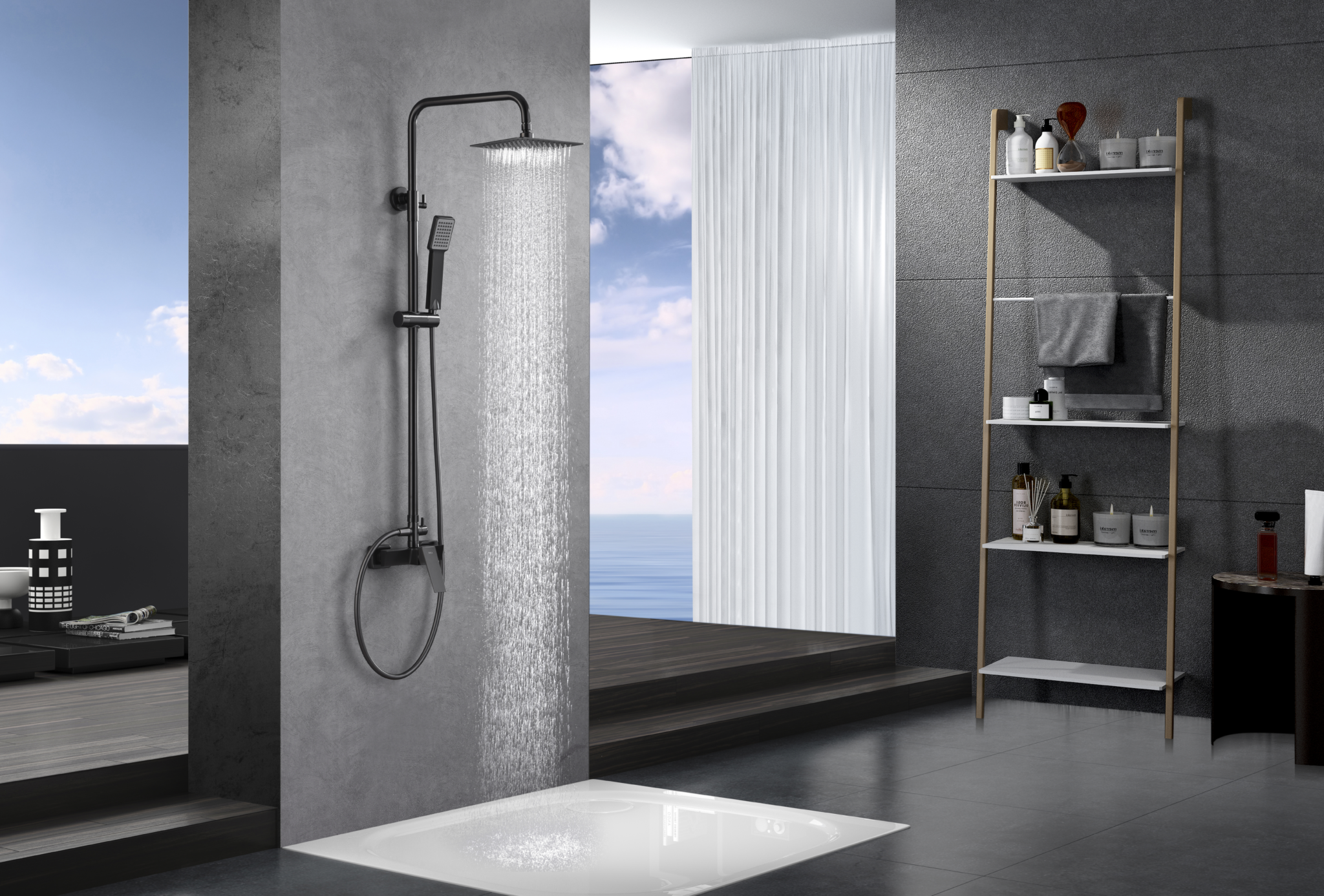 ENSEMBLE DE DOUCHE BLACK GUN METAL BDAR025/BGM