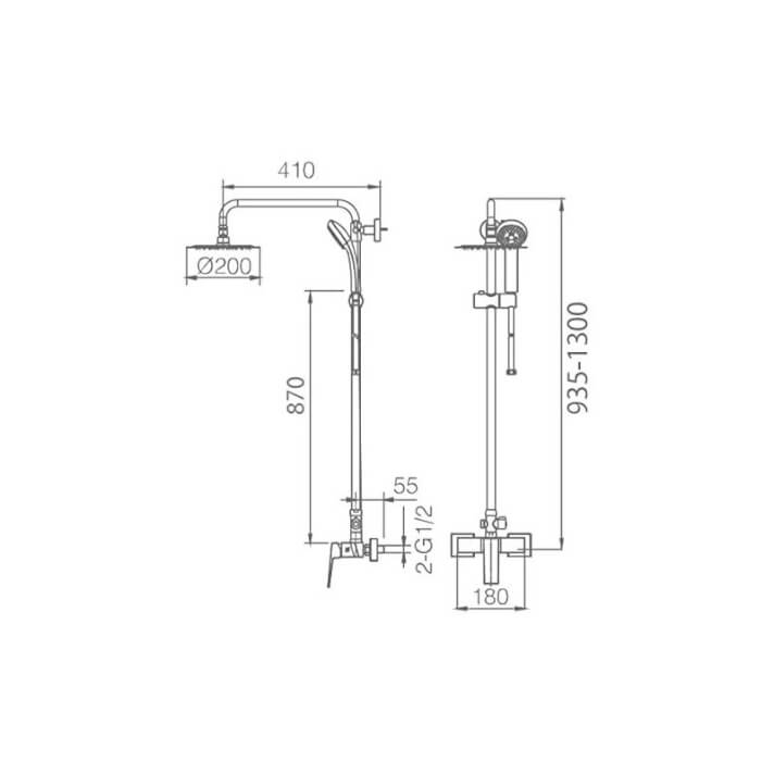 ENSEMBLE DE DOUCHE BLANC MAT BDAR025/BL