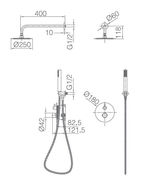 ENSEMBLE DE DOUCHE ENCASTRE CHROME GTM039
