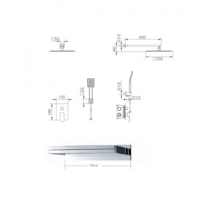 ENSEMBLE DE DOUCHE ENCASTRE CHROME GPV017