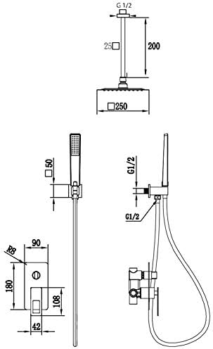 ENSEMBLE DE DOUCHE NOIR MAT DORE ROSE BDC032-6NOR