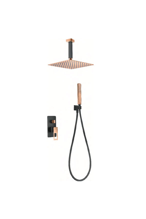 ENSEMBLE DE DOUCHE ENCASTRE NOIR MAT / DORE BRILLANT BDES37-6NOR