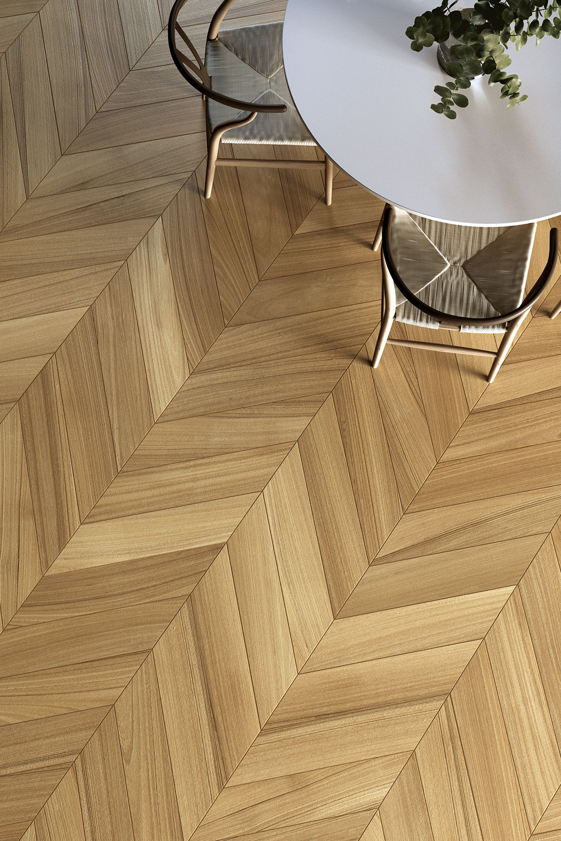 AFROMOSIA MIEL CHEVRON 15X75