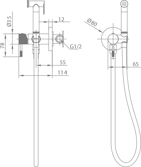 MITIGEUR ENCASTRE POUR BIDET OR BROSSE RDD038/OC