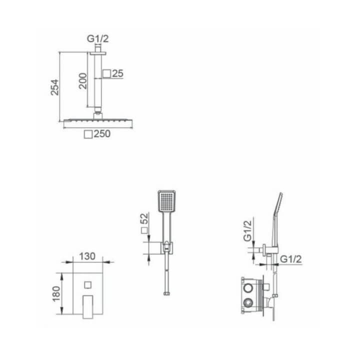 ENSEMBLE DE DOUCHE ENCASTRE CHROME GT006