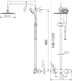 ENSEMBLE DE DOUCHE THERMOSTATIQUE NOIR MAT BTK017-ECO/NG