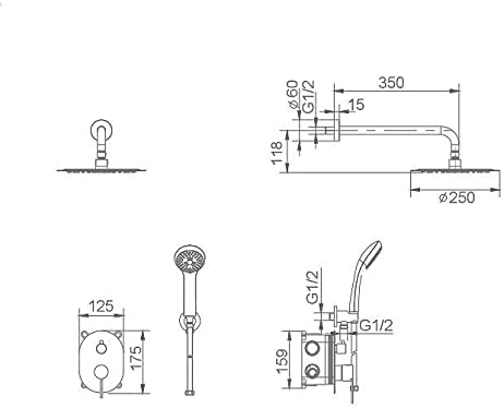 ENSEMBLE DE DOUCHE EN ACIER ENCASTRE THERMOSTATIQUE GPK034