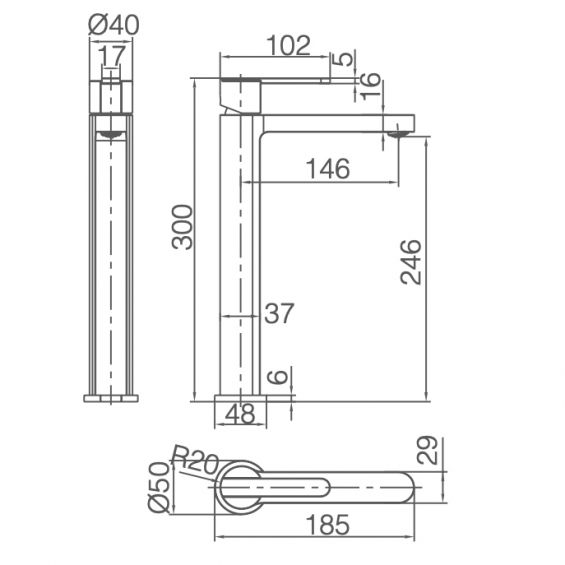 MITIGEUR MONOCOMMANDE BEC HAUT OR BROSSE BDR001-3OC