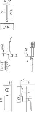 ENSEMBLE DE DOUCHE ENCASTRE CHROME GPN058