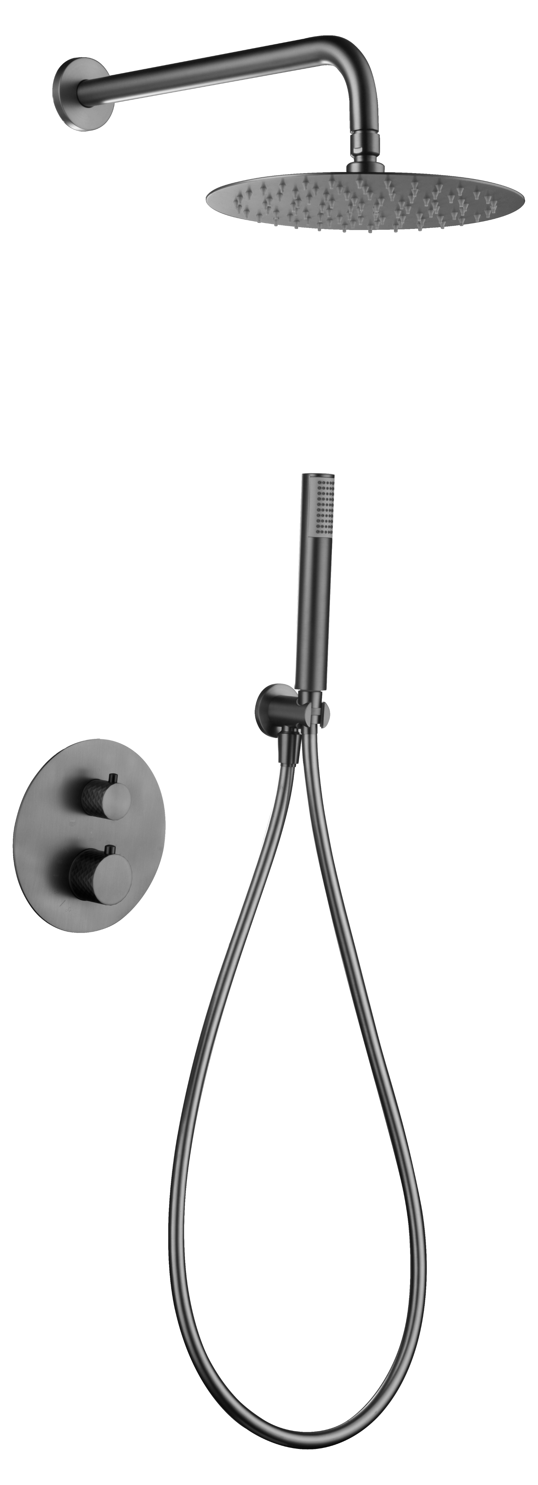 ENSEMBLE DE DOUCHE THERMOSTATIQUE ENCASTRE BLACK GUN METAL GTG053/BGM