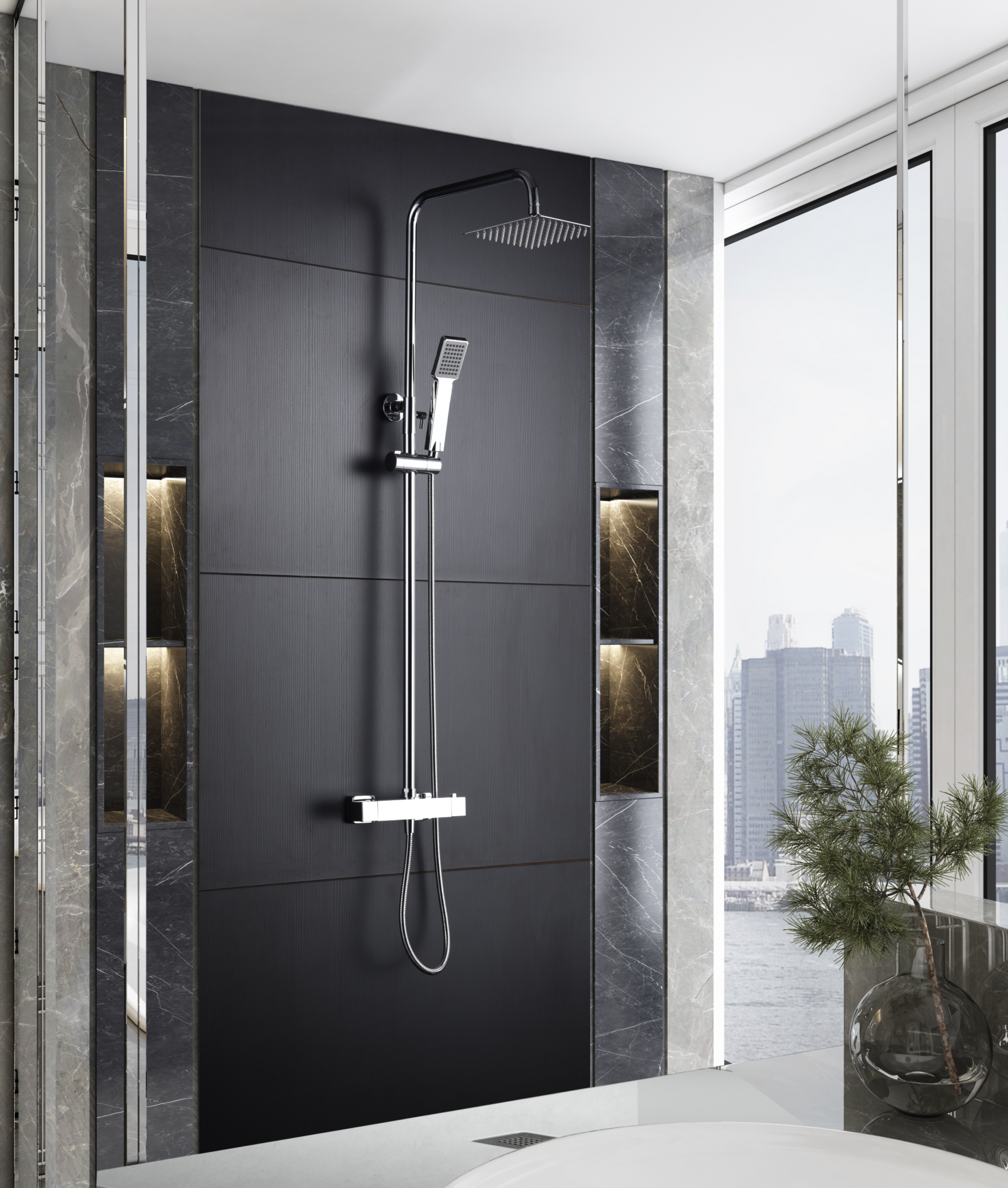 ENSEMBLE DE DOUCHE THERMOSTATIQUE CHROME BTAR025