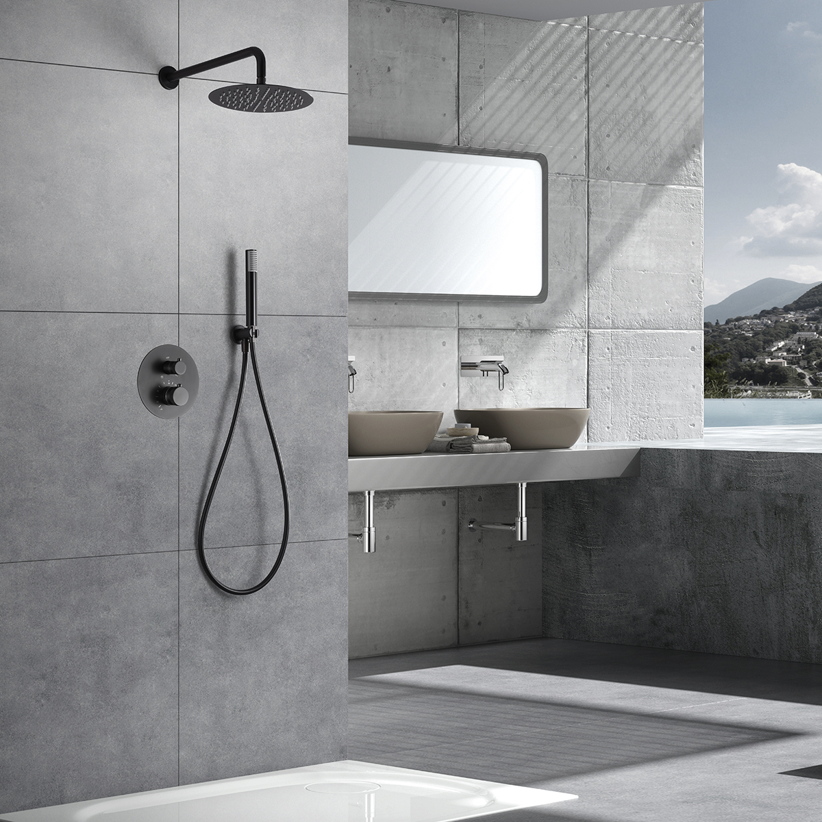 ENSEMBLE DE DOUCHE ENCASTRE BLACK GUN METAL GTD038/BGM