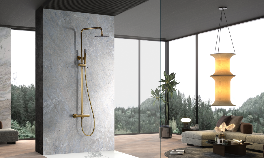 ENSEMBLE DE DOUCHE THERMOSTATIQUE OR BROSSE BTG053/OC