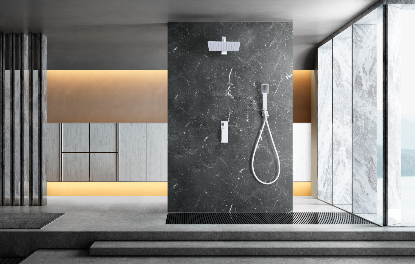 ENSEMBLE DE DOUCHE ENCASTRE BLANC MAT GPF016/BL