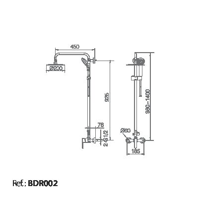 ENSEMBLE DE DOUCHE NOIR MAT BDR001/NG