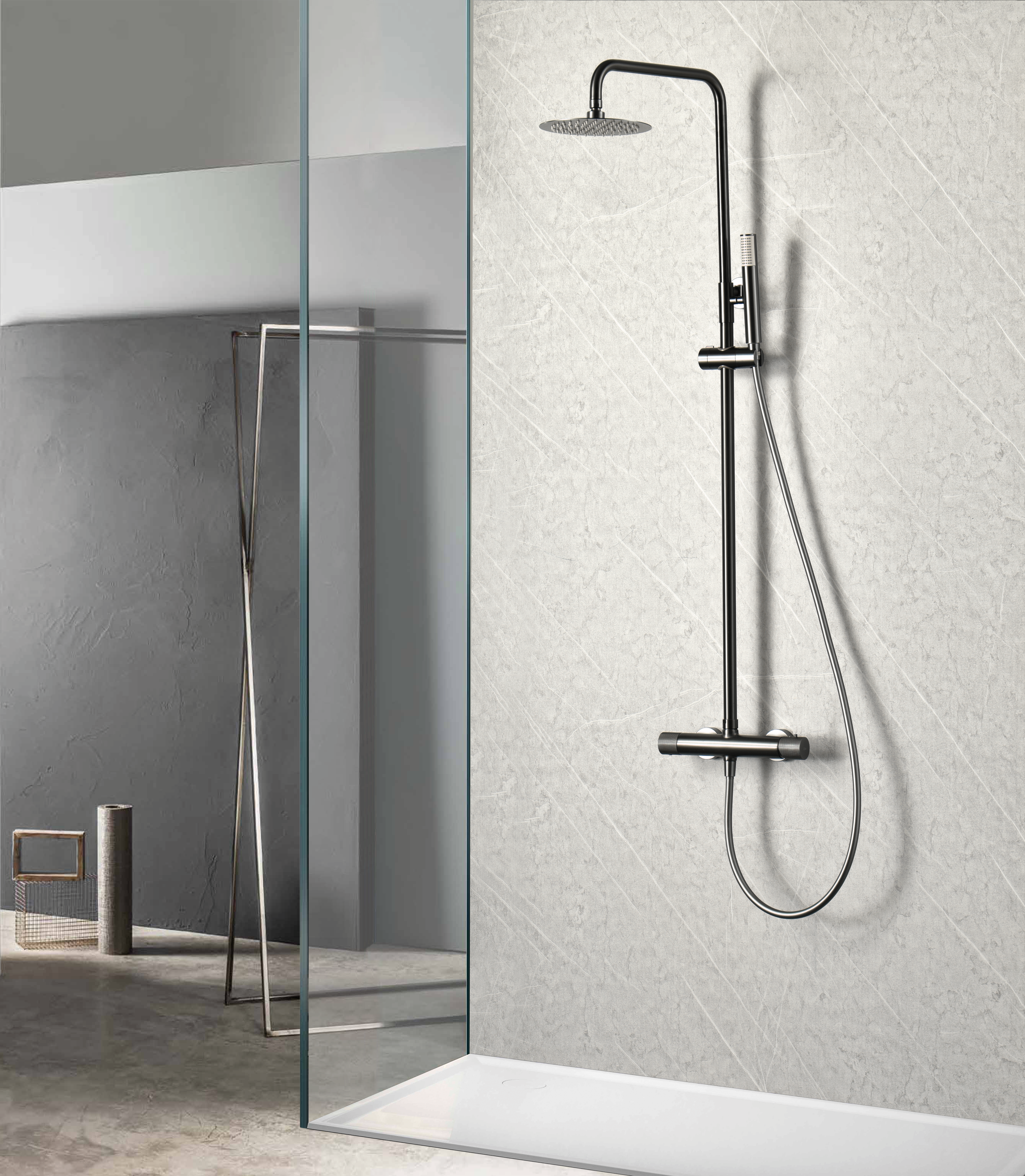 ENSEMBLE DE DOUCHE THERMOSTATIQUE BLACK GUN METAL BTD038/BGM
