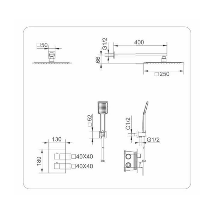 ENSEMBLE DE DOUCHE ENCASTRE NOIR MAT GPC009/NG