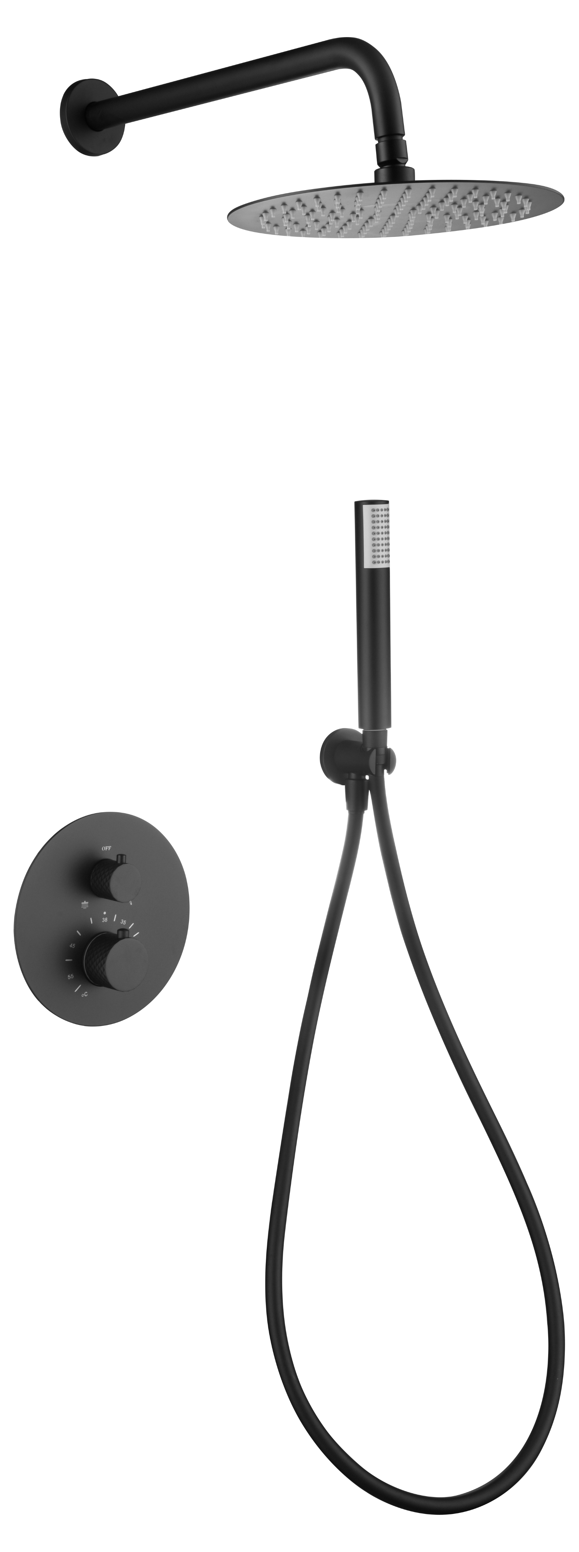 ENSEMBLE DE DOUCHE THERMOSTATIQUE ENCASTRE NOIR MAT GTG053/NG